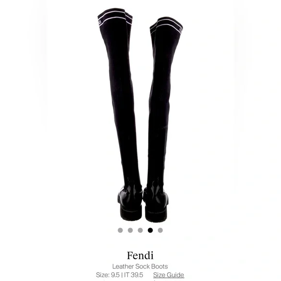 . Fendi Leather Over-The-Knee Sock Boots - Picture 4 of 9